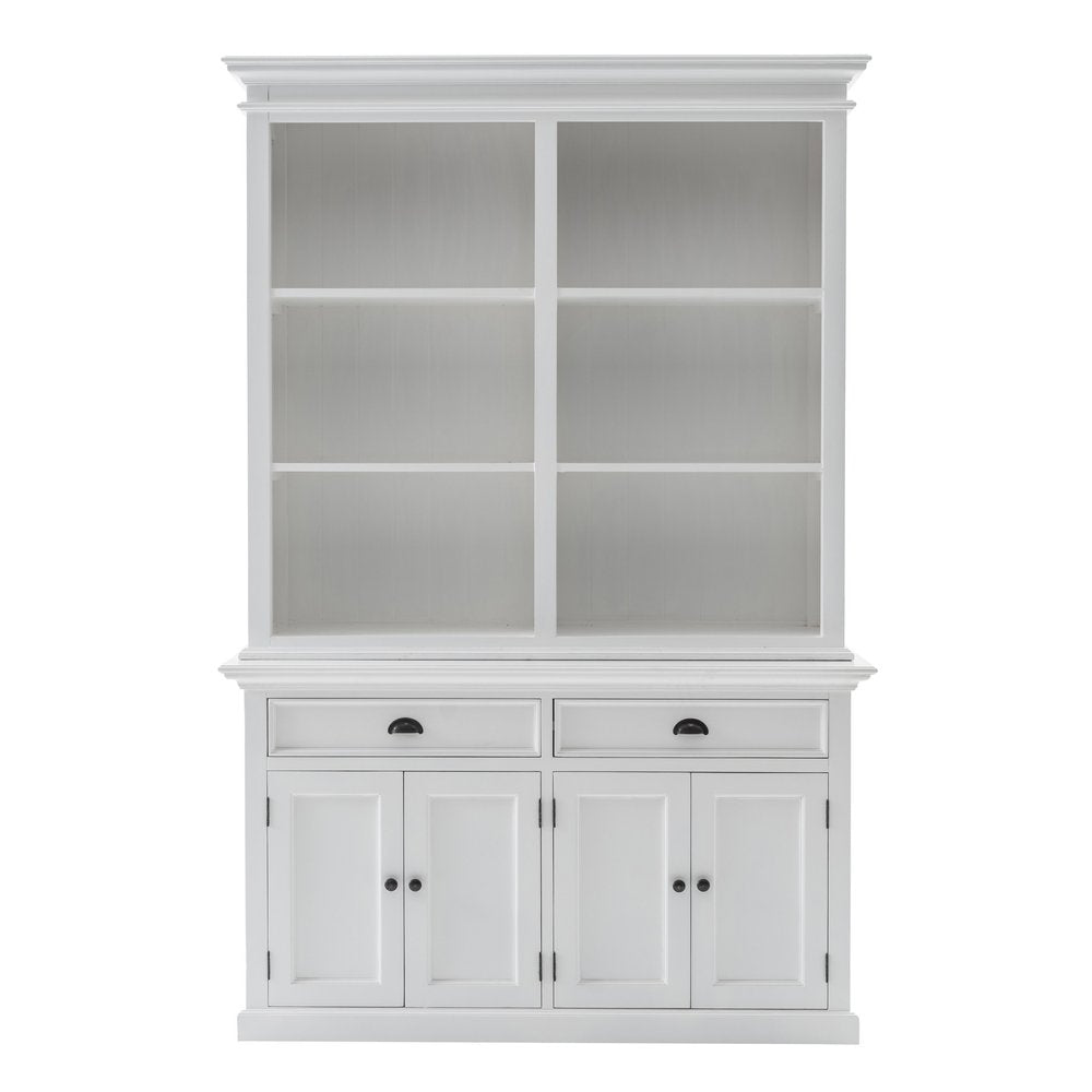 Librería ajustable de cuatro niveles de madera maciza blanca de 87"