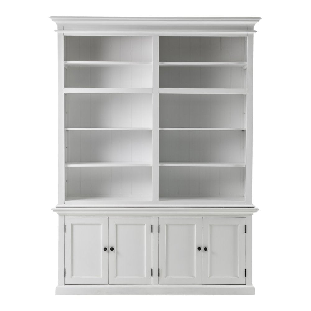Librería ajustable de cuatro niveles de madera maciza blanca de 87"