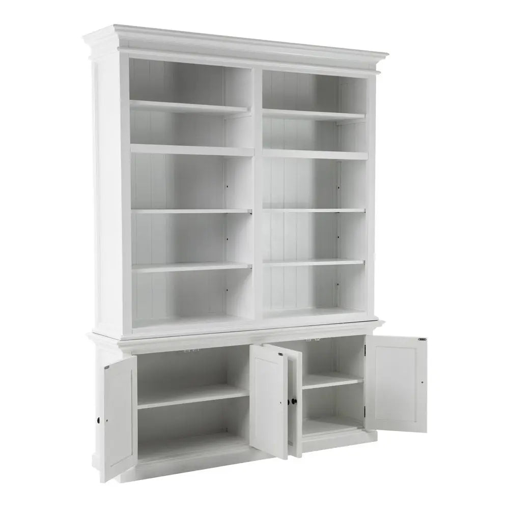 87" White Solid Wood Adjustable Four Tier Bookcase HomeRoots