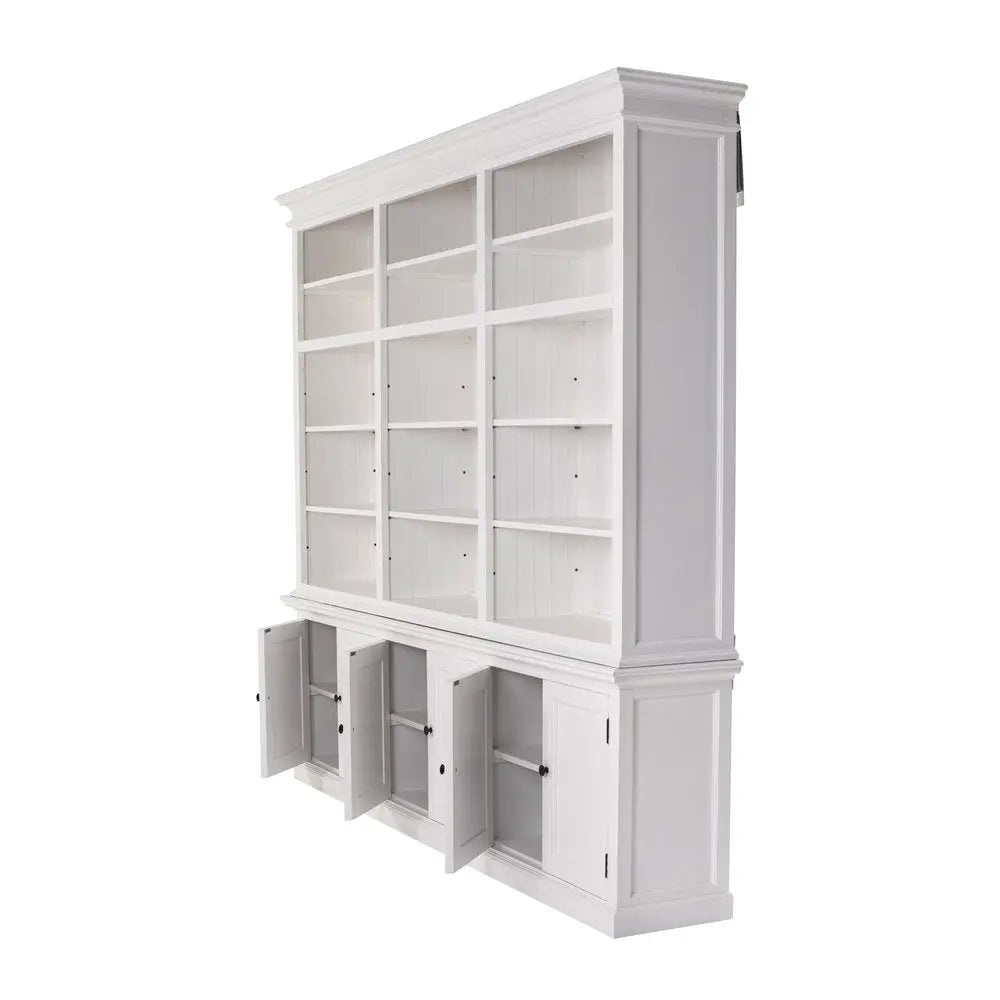 71" White Solid Wood Frame Dining Hutch With Multiple Shelves And Three Drawers HomeRoots