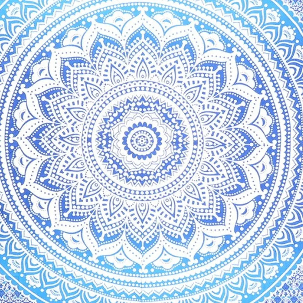 92" X 84" Blue And White Mandala Cotton Hanging Tapestry HomeRoots