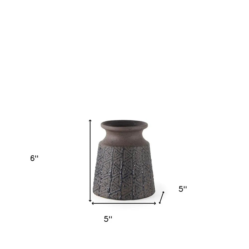 6" Brown Abstract Cylinder Ceramic Table Vase HomeRoots