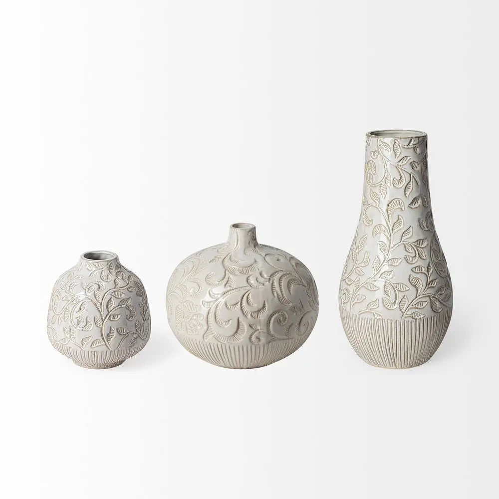 8" White Abstract Cylinder Ceramic Table Vase HomeRoots