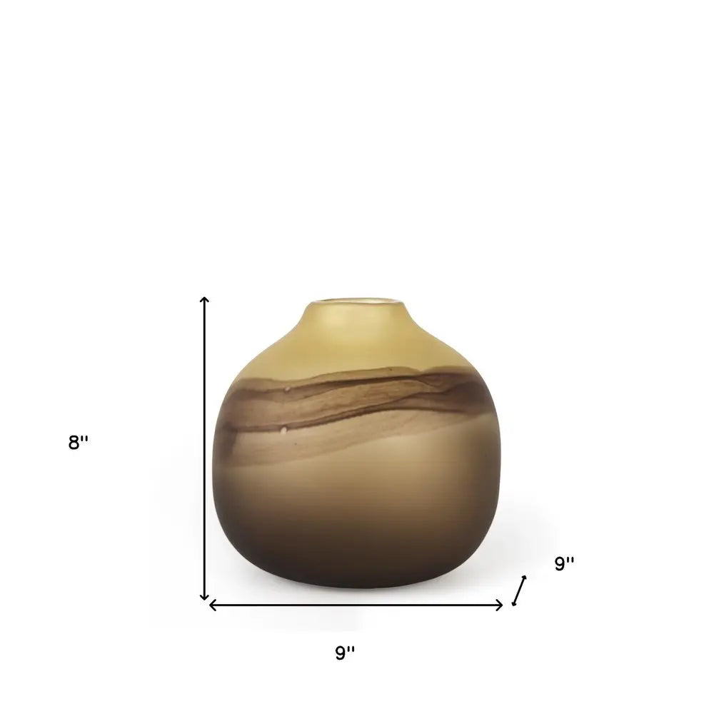 8" Yellow Abstract Cylinder Crystal Glass Table Vase HomeRoots