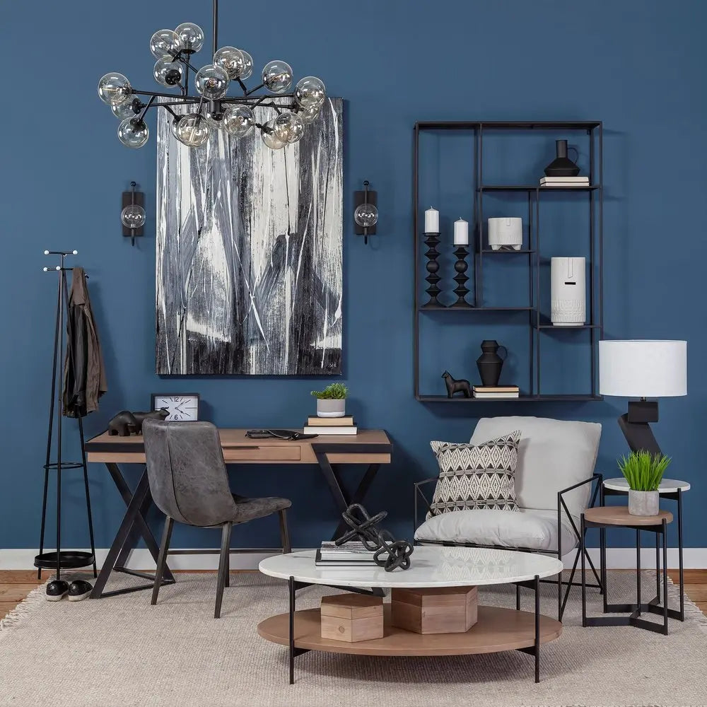 Jarrón de mesa de cerámica cilíndrica abstracta blanca de 14"