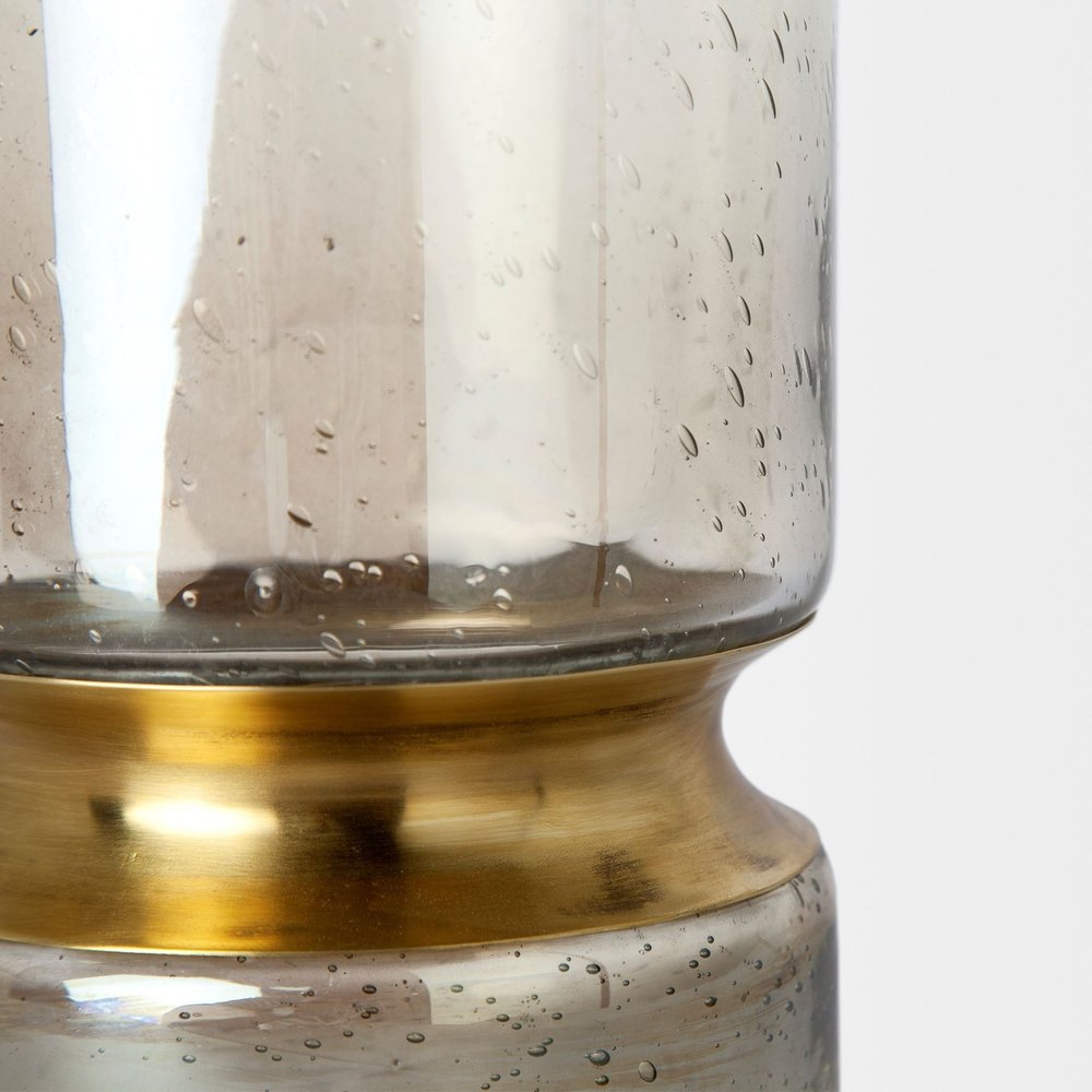 Jarrón de mesa de cristal cilíndrico abstracto dorado de 11"