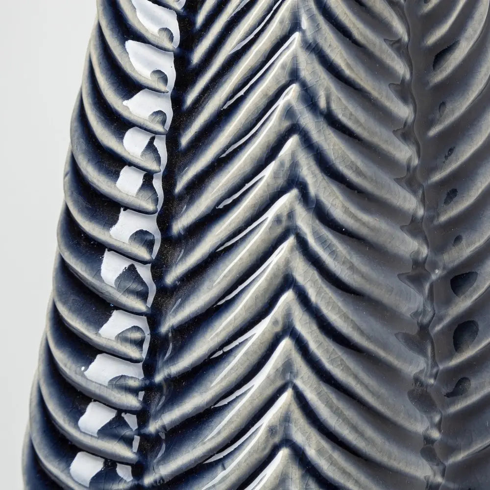 16" Navy Blue And White Abstract Ceramic Table Vase HomeRoots