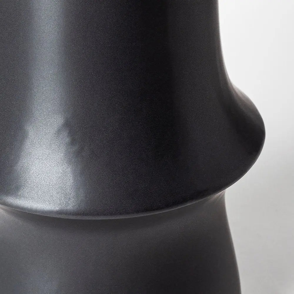 17" Black Abstract Cylinder Ceramic Table Vase HomeRoots