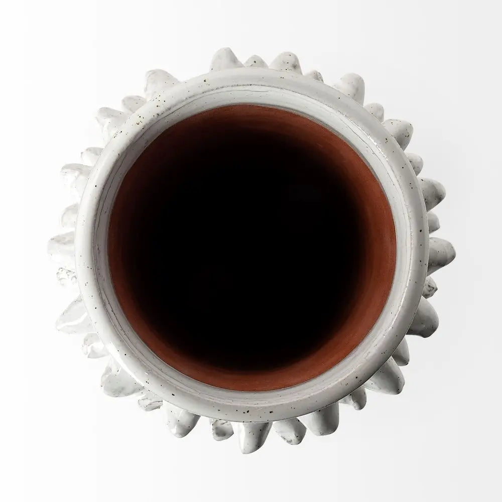 11" Gray Abstract Cylinder Ceramic Table Vase