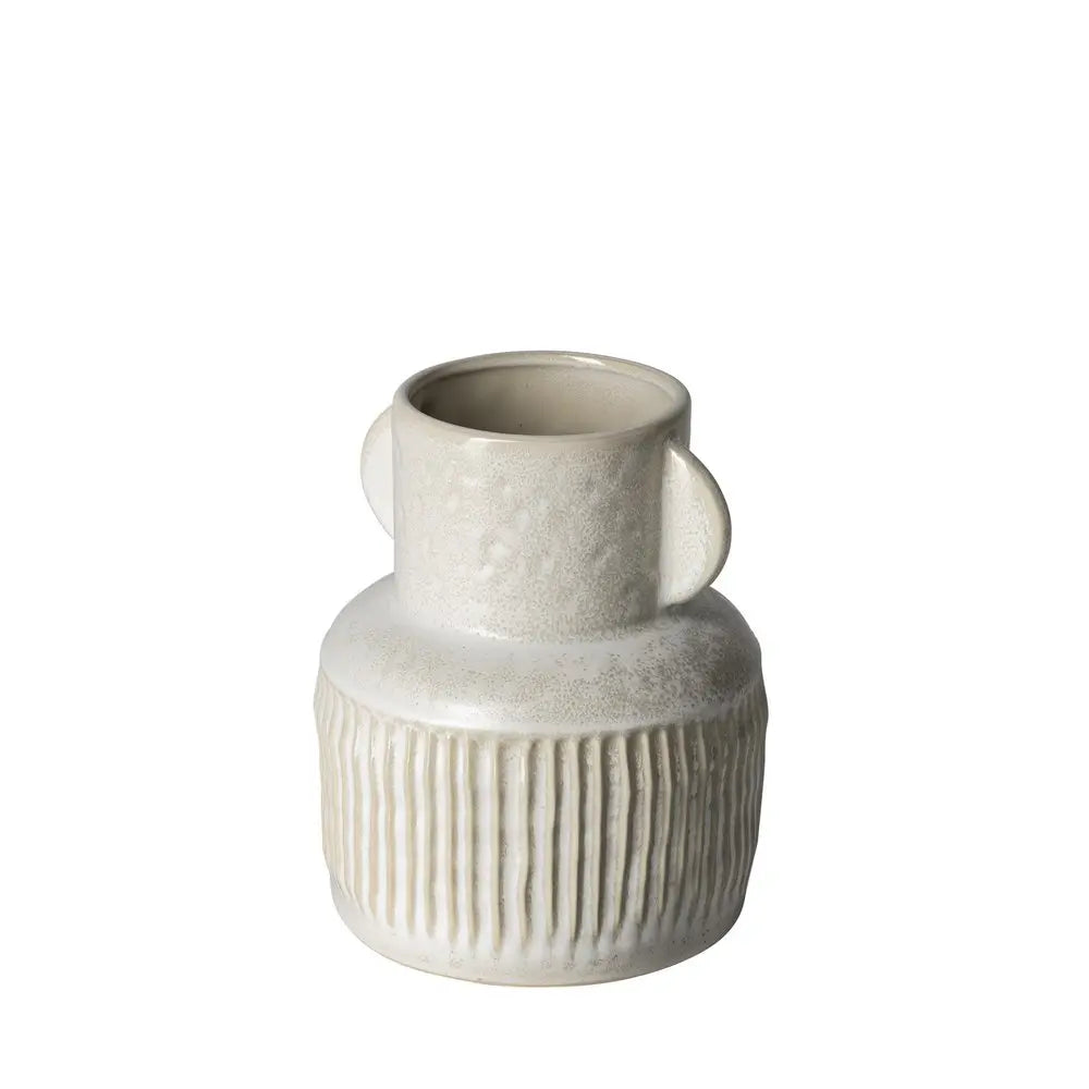 8" Whitewash Handled Textured Ceramic Vase HomeRoots