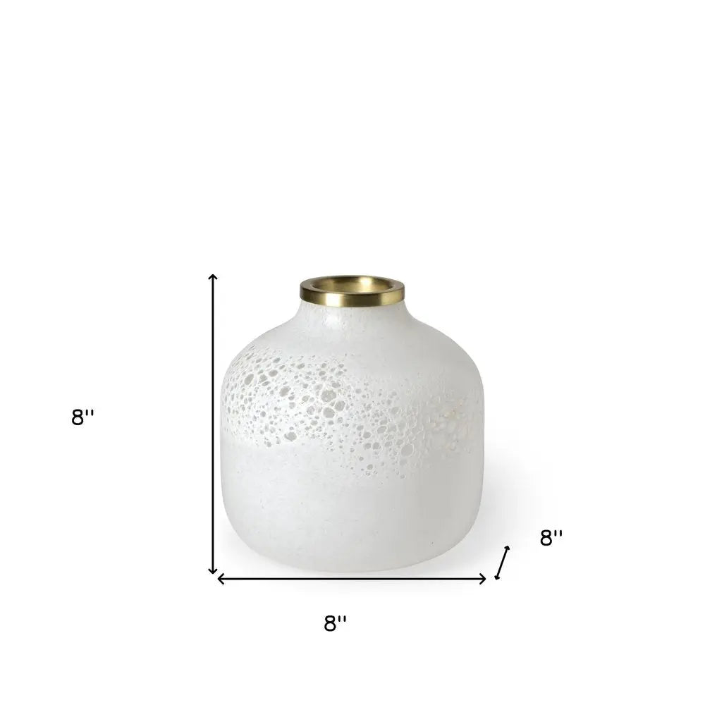 8" White Abstract Cylinder Crystal Glass Table Vase HomeRoots