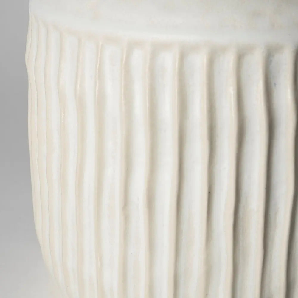 12" White Ribbed Cylinder Ceramic Table Vase HomeRoots