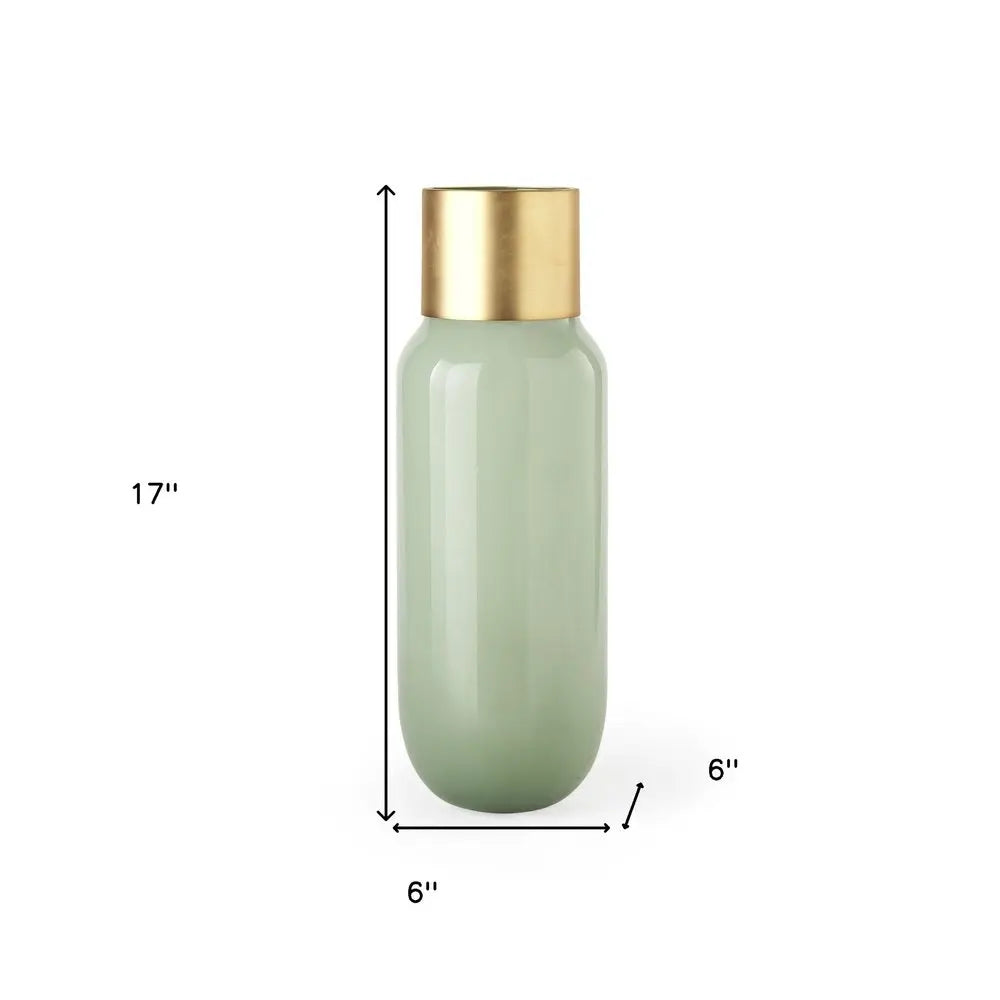 17" Green Abstract Cylinder Crystal Glass Table Vase HomeRoots