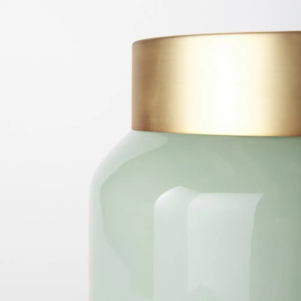 Jarrón de mesa de cristal cilíndrico abstracto verde de 10"