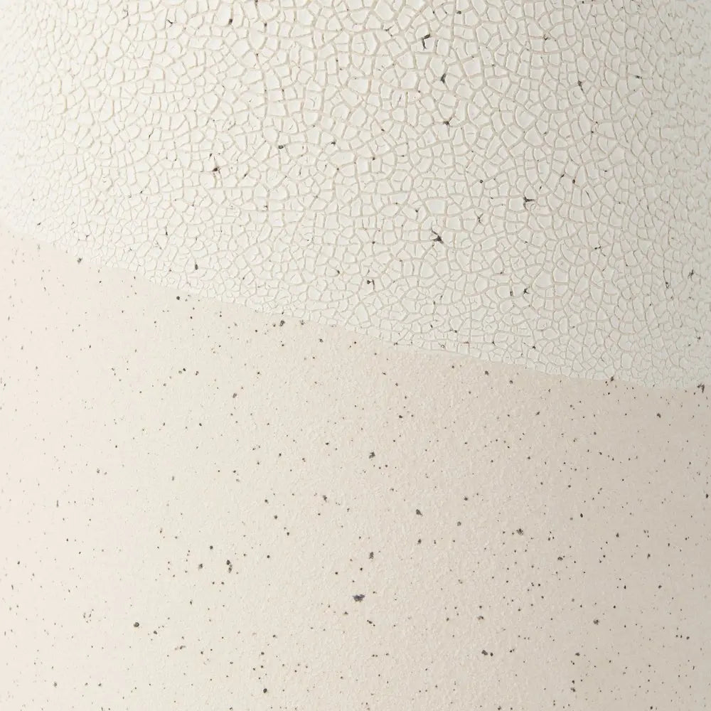 14" Cream Abstract Cylinder Ceramic Table Vase HomeRoots