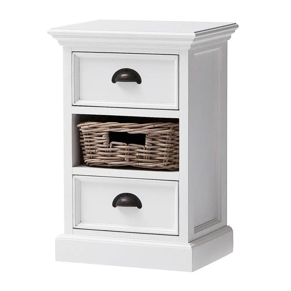 24" White Solid Wood Two Drawer Nightstand HomeRoots