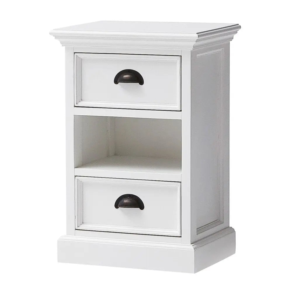 24" White Solid Wood Two Drawer Nightstand HomeRoots