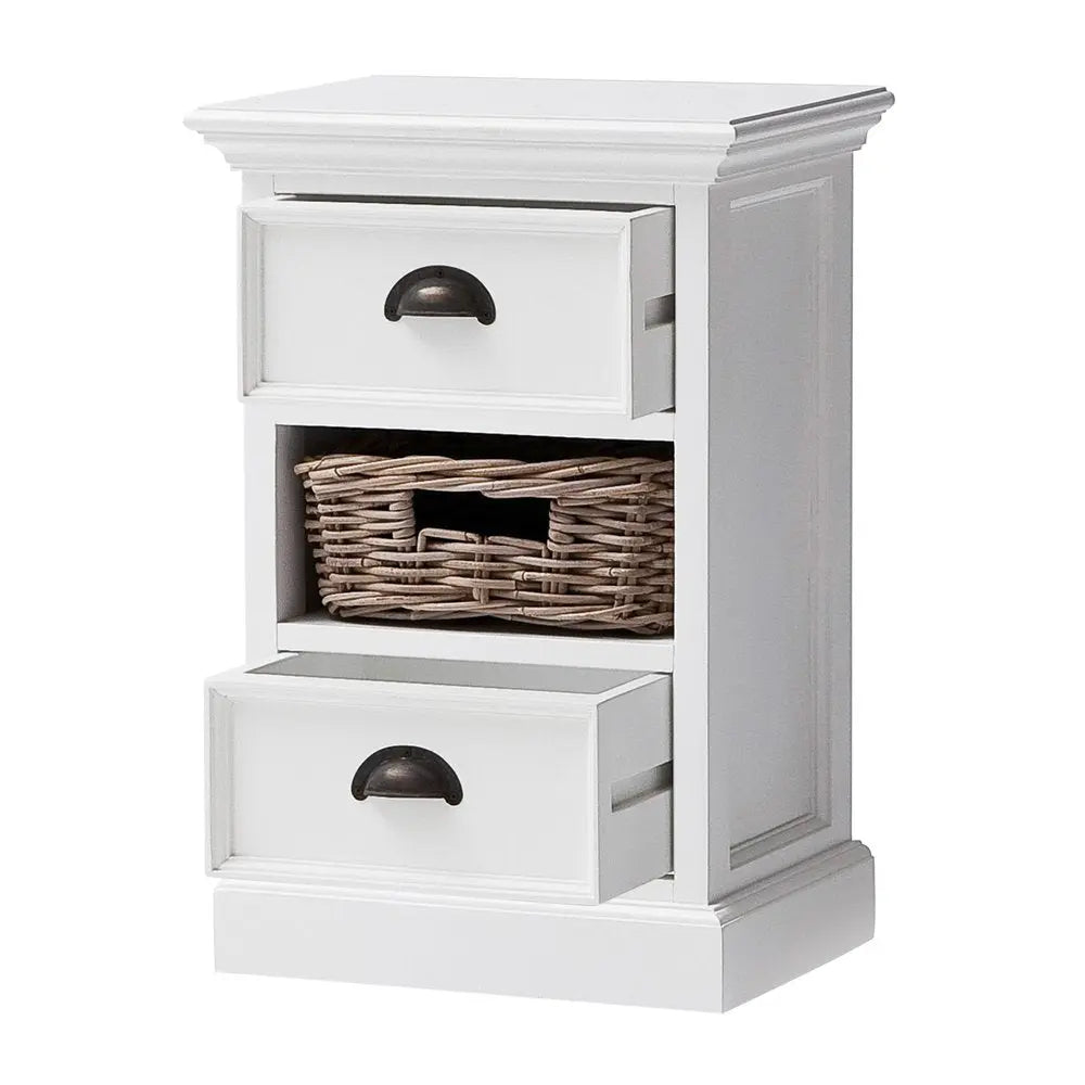24" White Solid Wood Two Drawer Nightstand HomeRoots