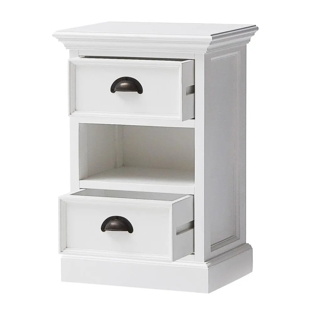 24" White Solid Wood Two Drawer Nightstand HomeRoots