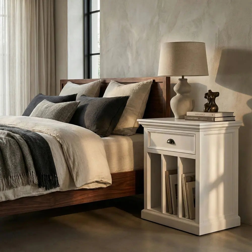 31" White Solid and Manufactured Wood Nightstand - NOVA HOME FURNITURE