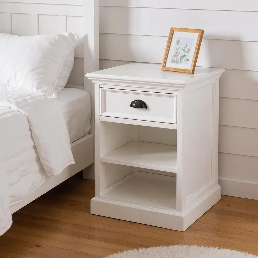 24" White Solid Wood Distressed One Drawer Nightstand HomeRoots