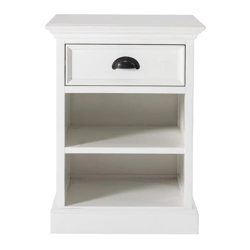 24" White Solid Wood Distressed One Drawer Nightstand HomeRoots