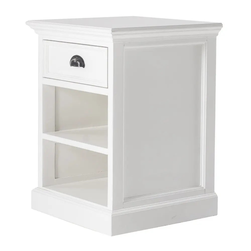 24" White Solid Wood Distressed One Drawer Nightstand HomeRoots