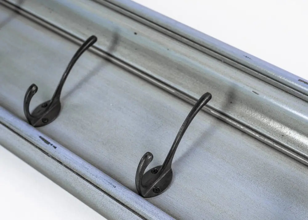 28" Black And Blue Solid Wood Four Hook Wall Mount Coat Rack HomeRoots