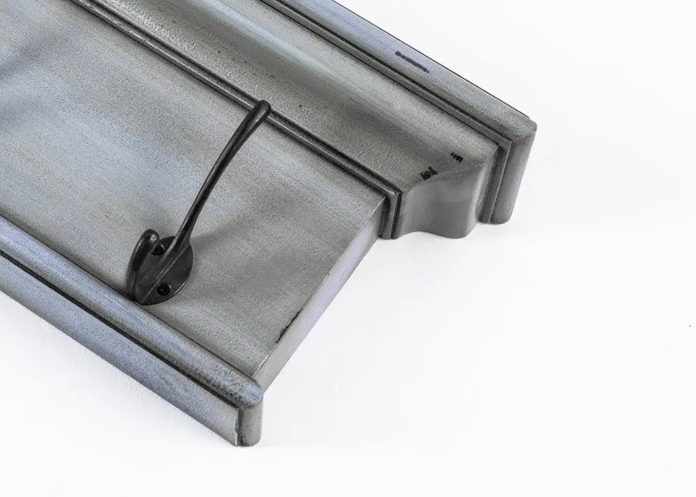 28" Black And Blue Solid Wood Four Hook Wall Mount Coat Rack HomeRoots