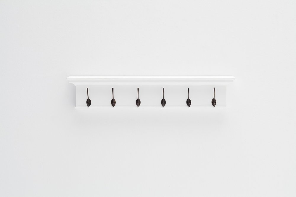 39" Classic White Wood Six Hook Hanging Coat Rack - NOVA HOME FURNITURE