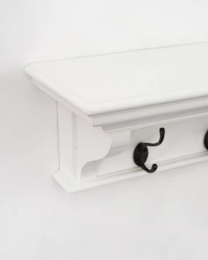 Classic White Wood Wide Eight Hook Coat Rack HomeRoots
