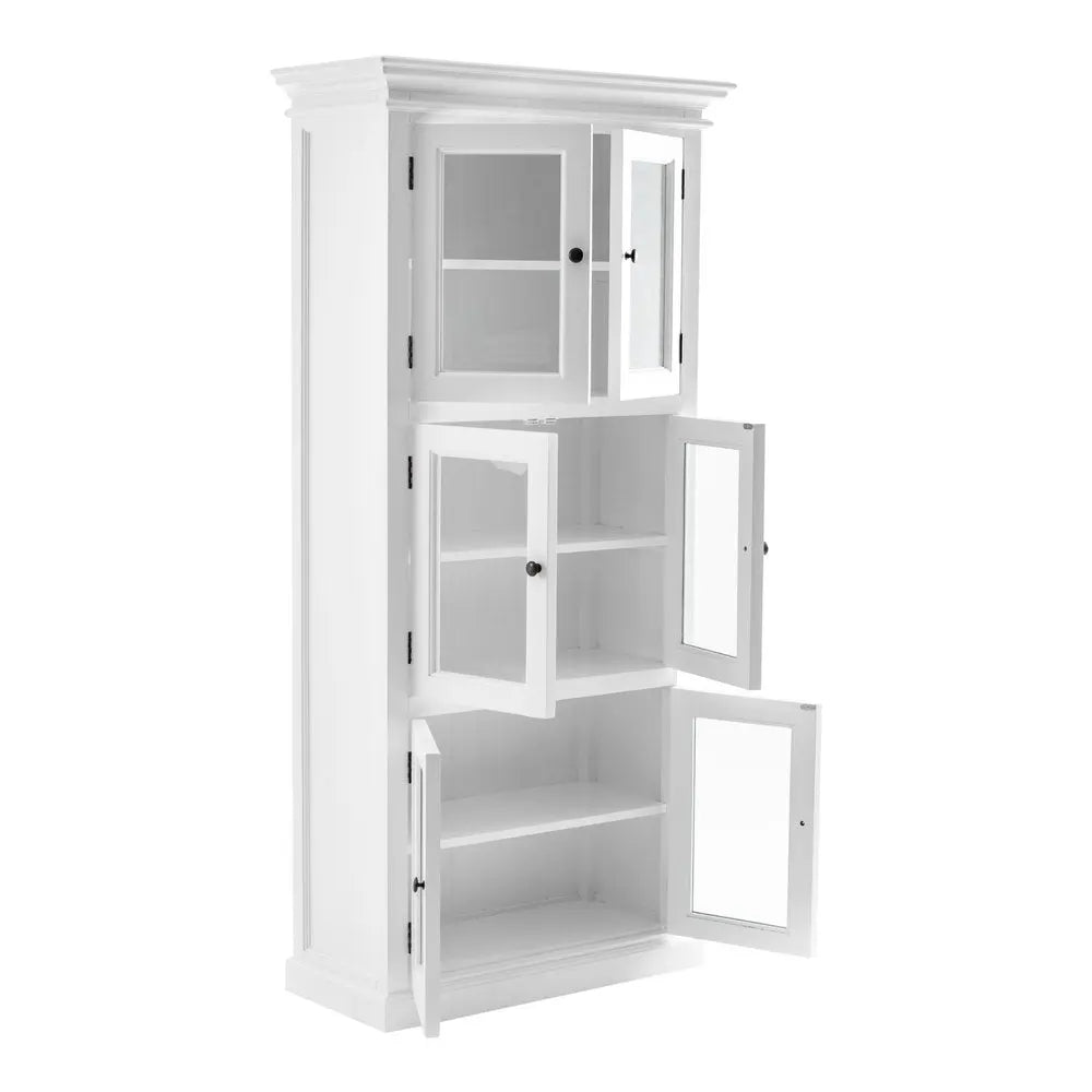 35" White Solid Wood Frame Standard Accent Cabinet With Six Shelves HomeRoots