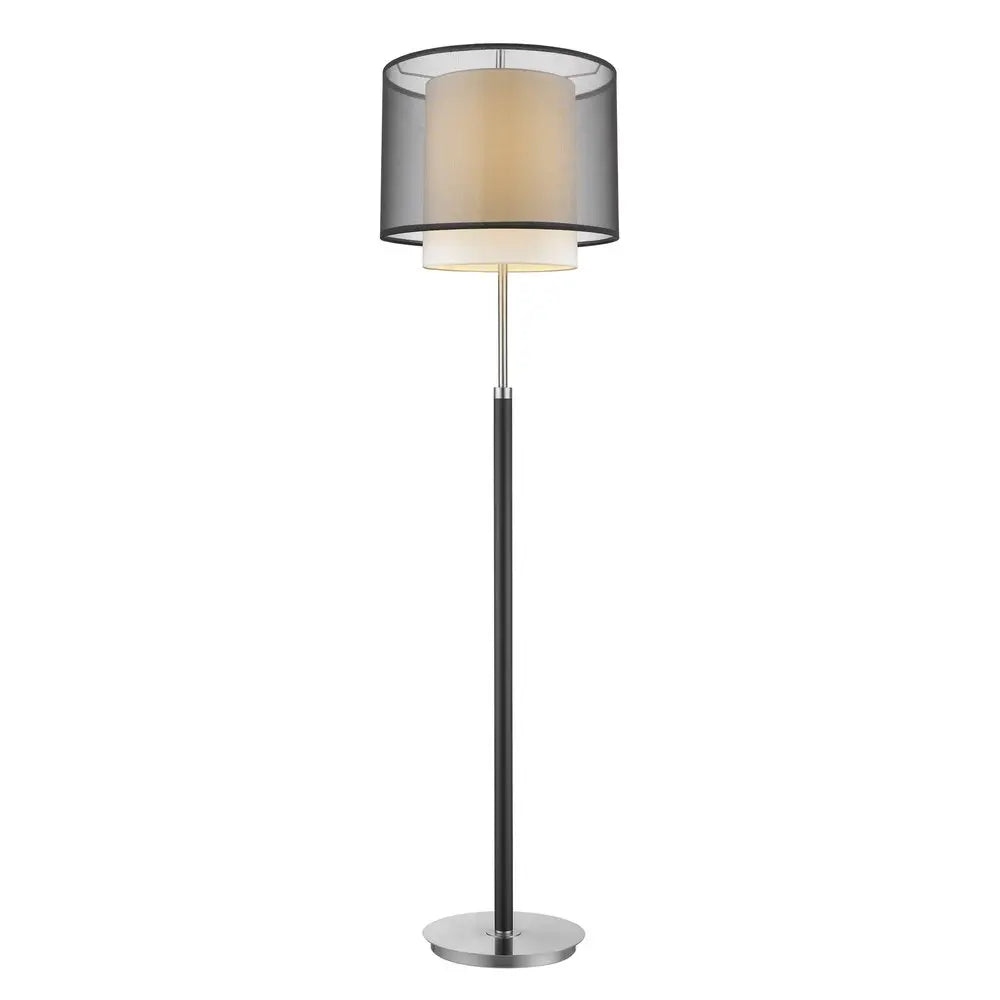 62" Floor Lamp With Black And White Fabric Drum Shade HomeRoots