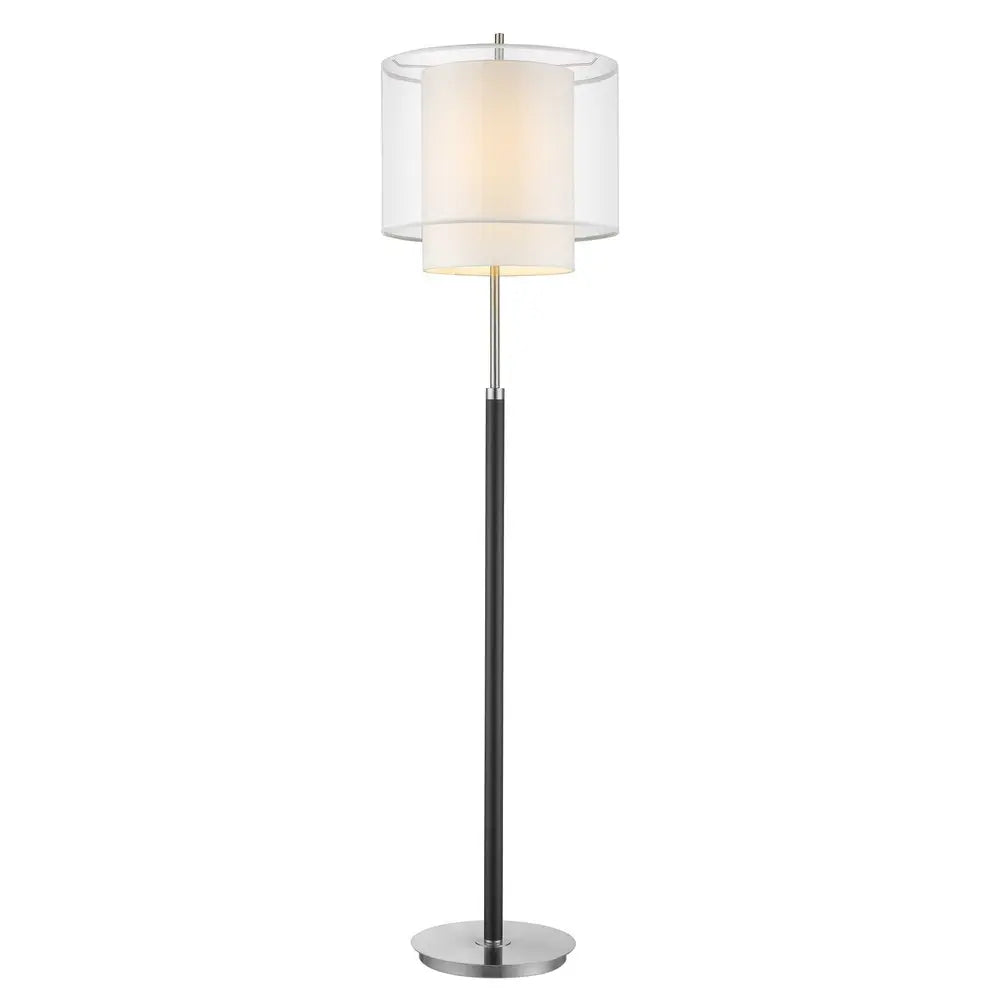 62" Floor Lamp With White Fabric Drum Shade HomeRoots