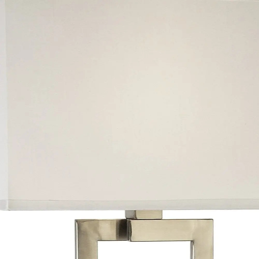 61" Nickel Traditional Shaped Floor Lamp With White Rectangular Shade HomeRoots