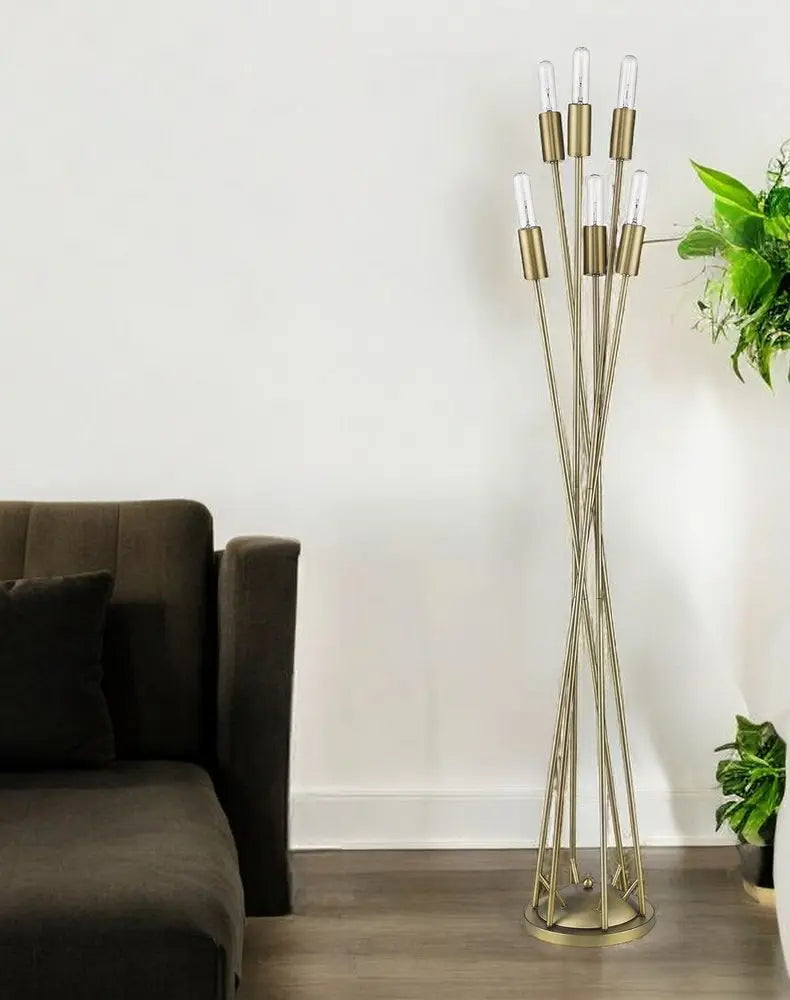 60" Six Light Torchiere Floor Lamp HomeRoots