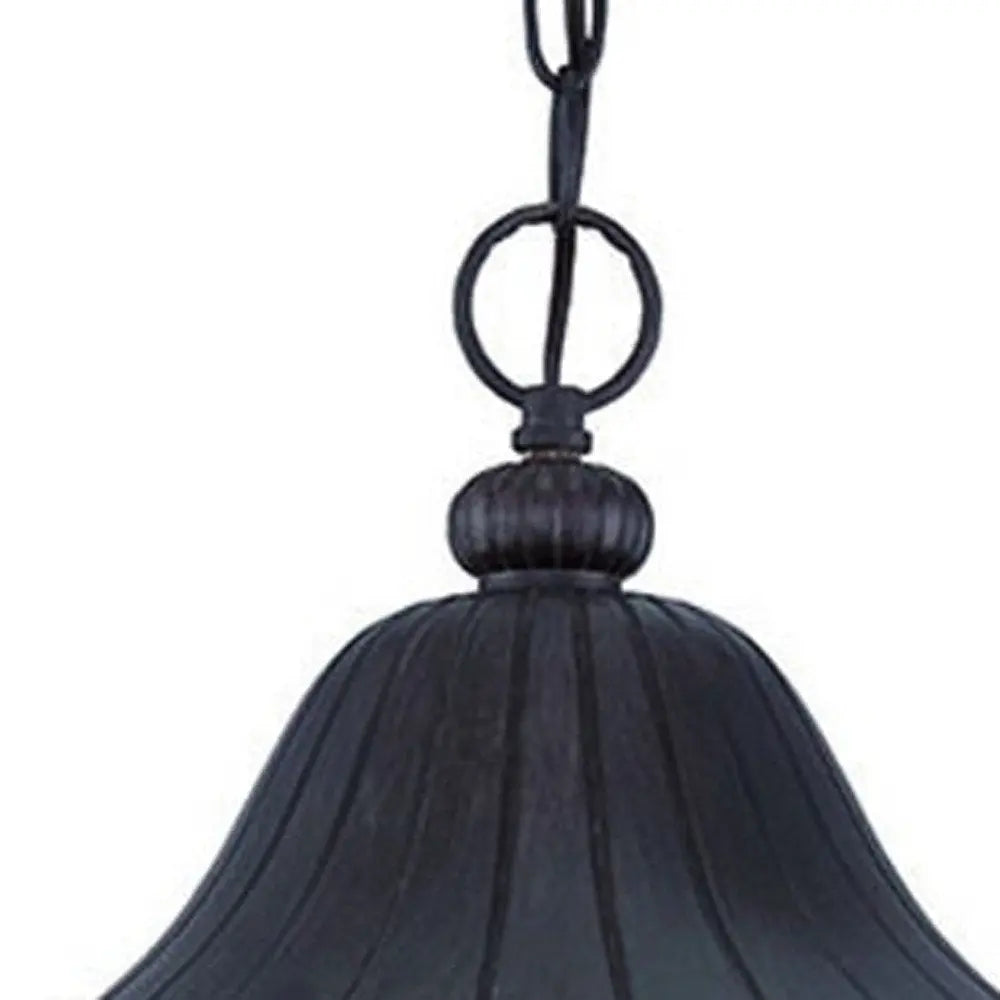 XL Three Light Matte Black Leaf Detail Hanging Light HomeRoots