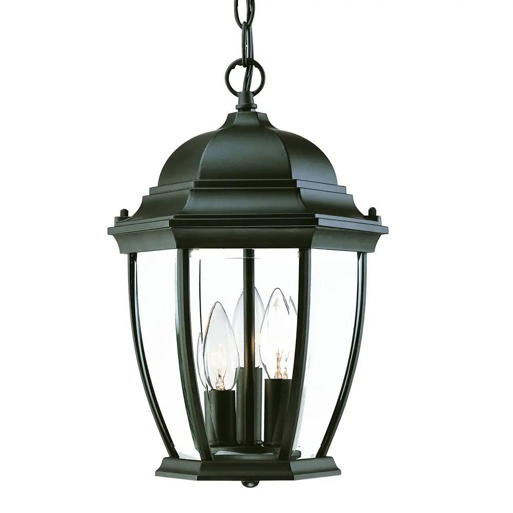 Three Light Matte Black Wide Lantern Hanging Light HomeRoots