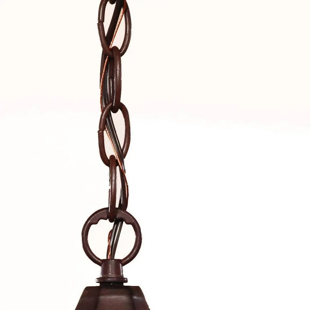 Brown Lantern Beveled Metal Dimmable Chandelier With Clear Shades HomeRoots