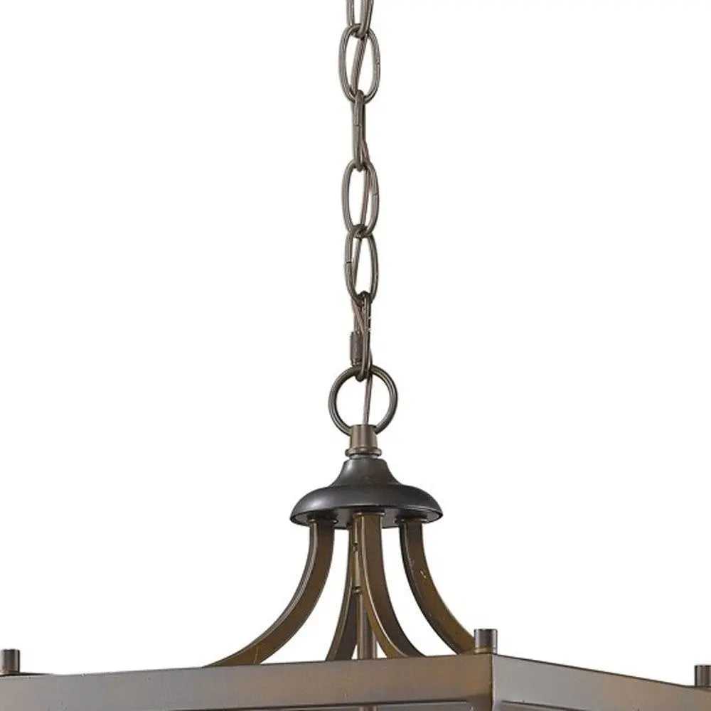Vintage Brown Metal Tapered Hanging Light HomeRoots