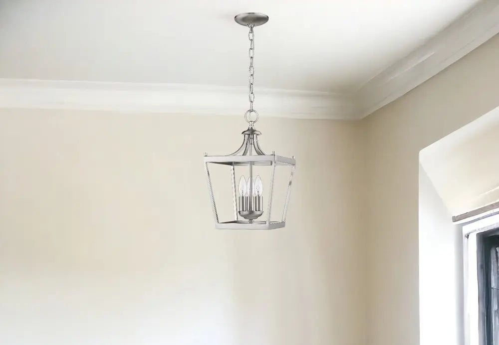 Vintage Silver Metal Tapered Hanging Light HomeRoots