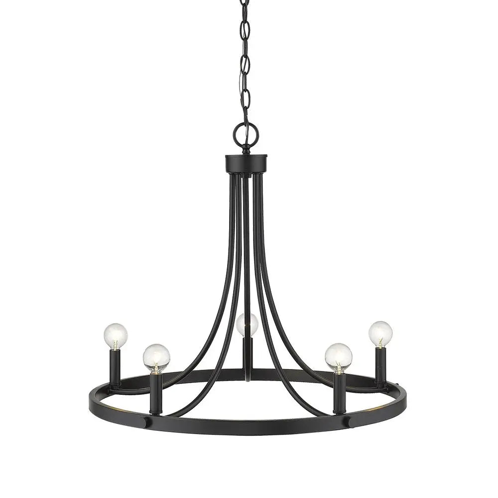 Black Candle Style Five Light Metal Dimmable Chandelier HomeRoots