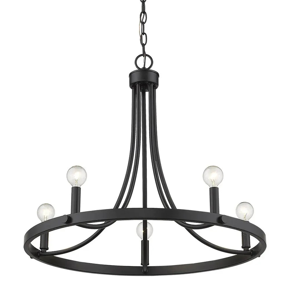 Black Candle Style Five Light Metal Dimmable Chandelier HomeRoots