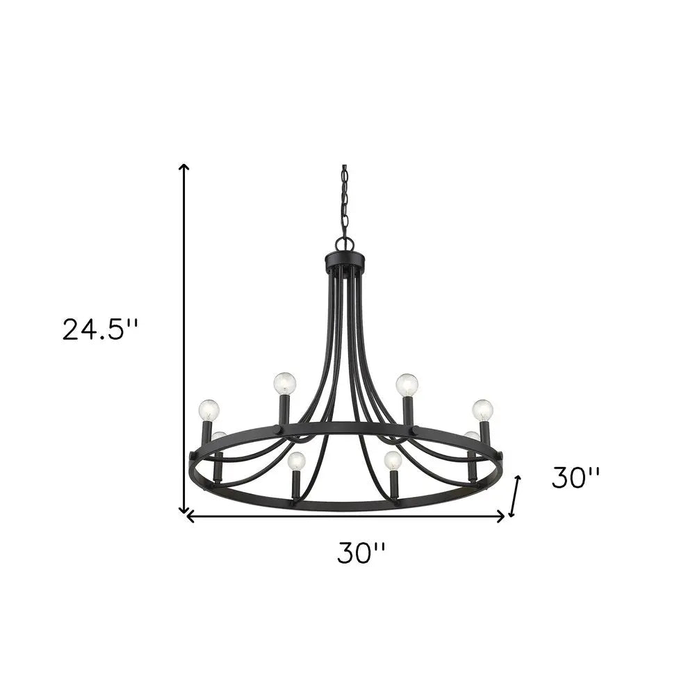 Black Candle Style Eight Light Metal Dimmable Chandelier HomeRoots