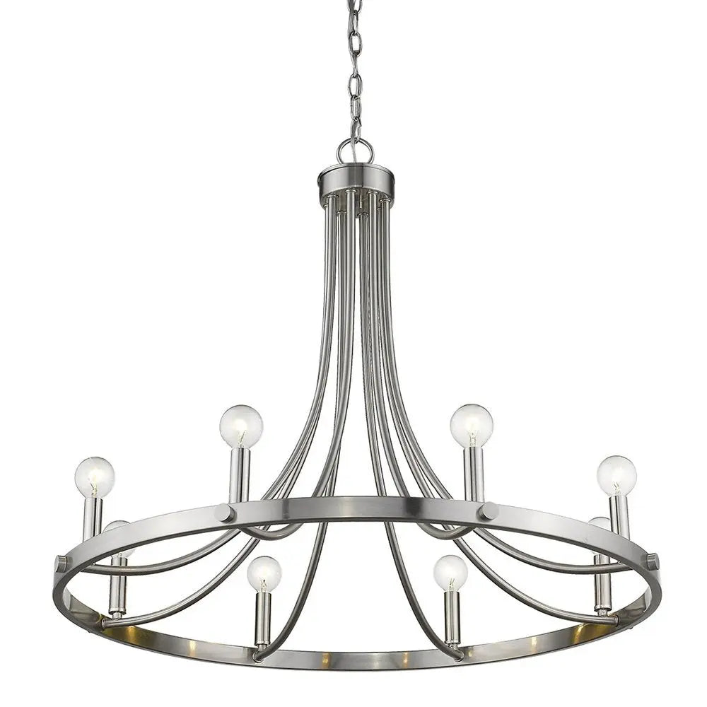 Silver Candle Style Eight Light Metal Dimmable Chandelier HomeRoots