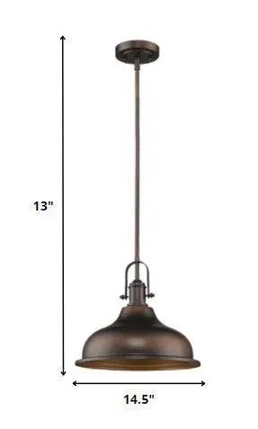 Antique Bronze Hanging Light with Dome Shade HomeRoots