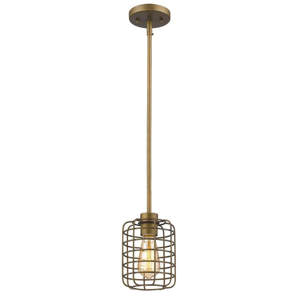 Brushed Gold Metal Cage Hanging Light HomeRoots