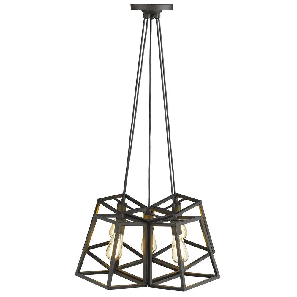 Bronze Lantern Five Light Metal Dimmable Chandelier HomeRoots