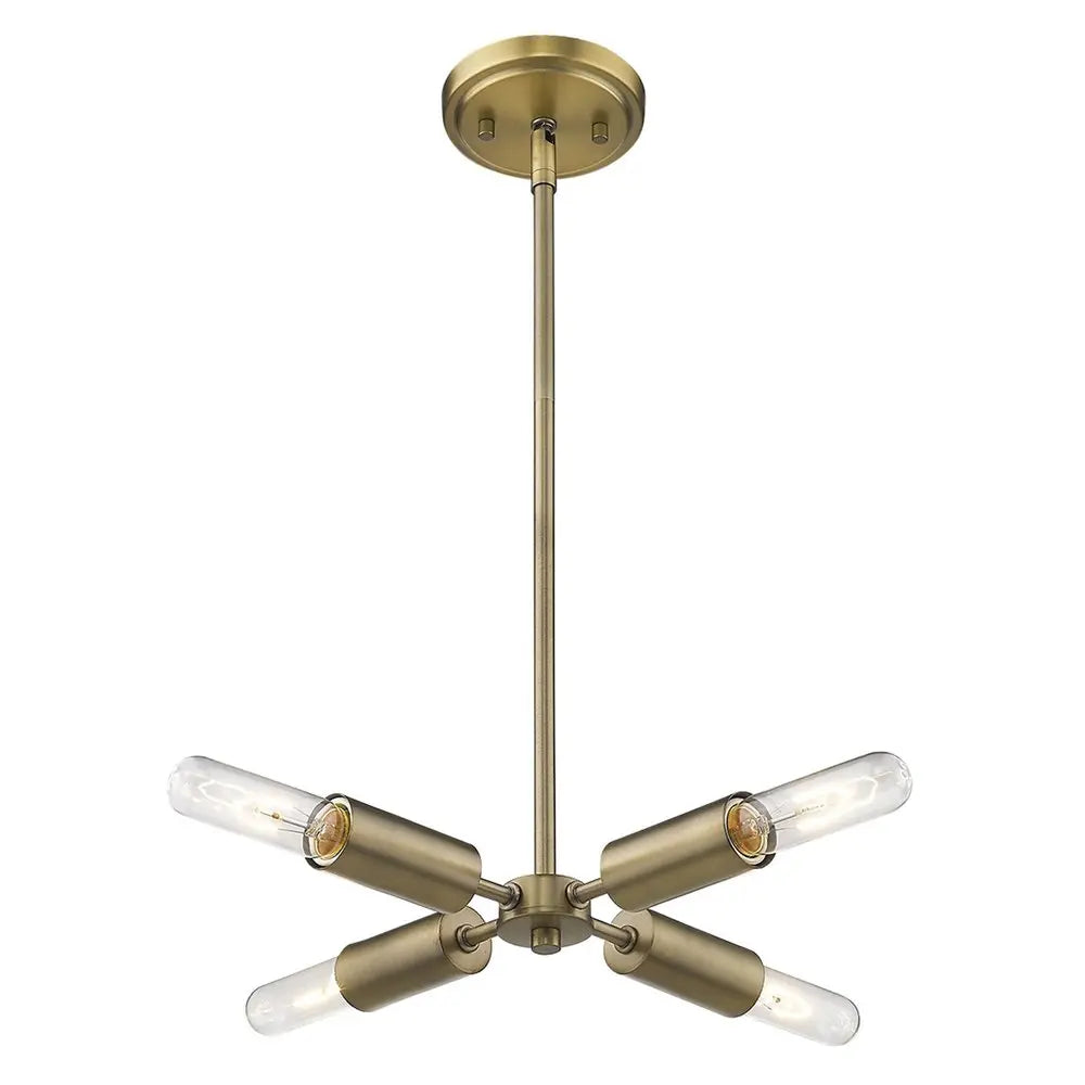 Gold Four Light Metal Dimmable Chandelier HomeRoots