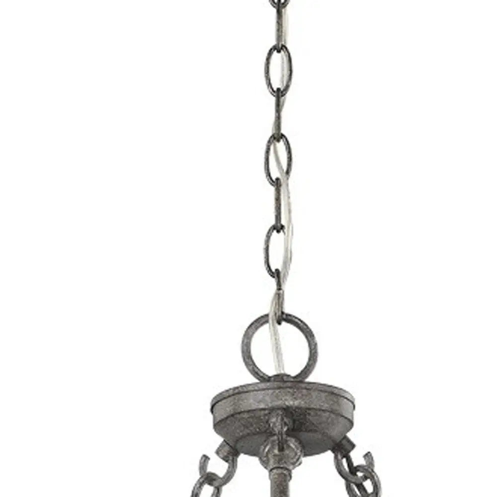 Ash Gray Candle Style Three Light Metal Dimmable Chandelier HomeRoots